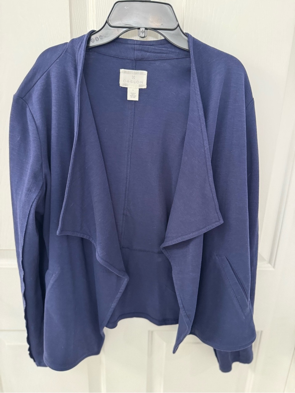 Caslon Navy Drape Collar Knit Blazer Woman’s size Large